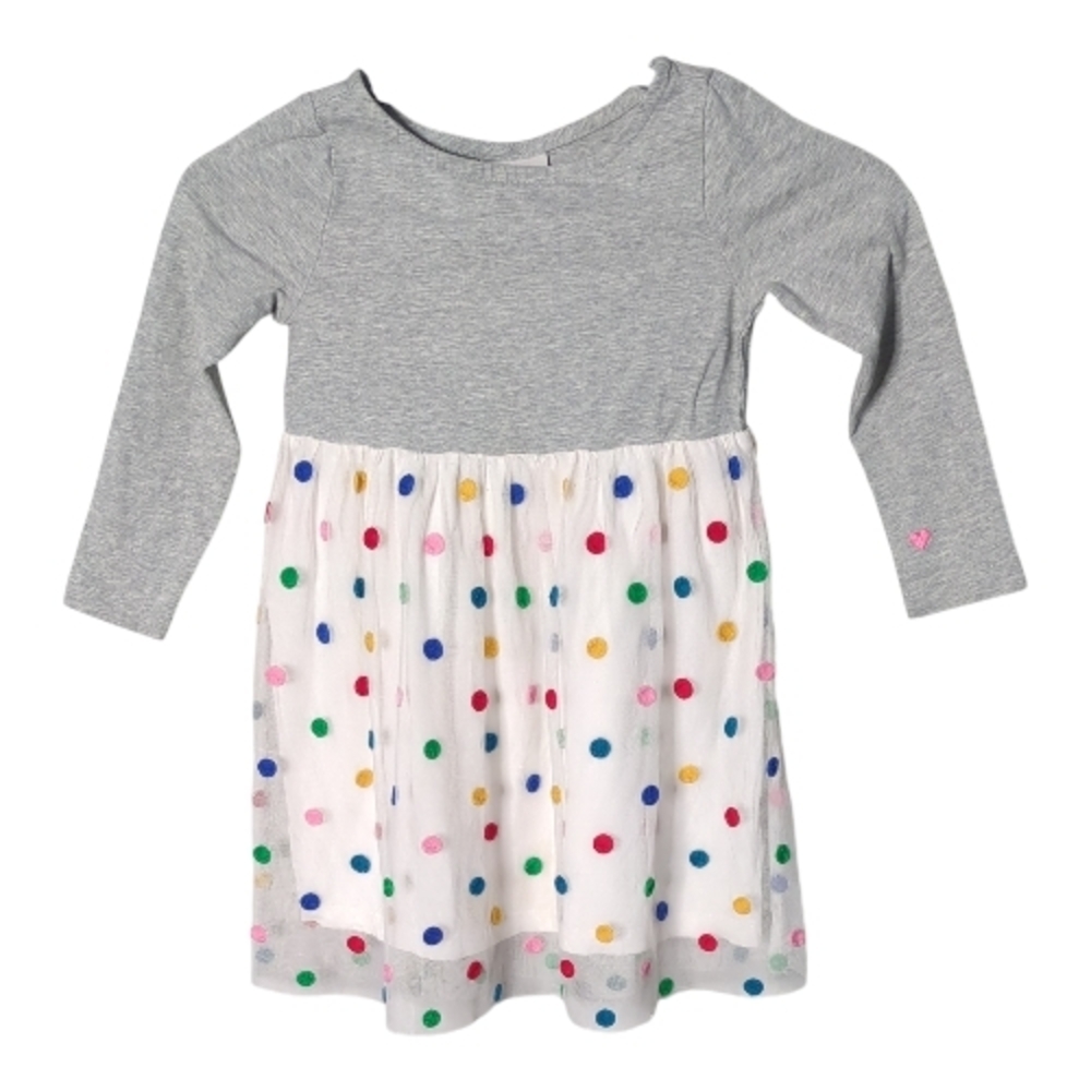 Hanna Andersson Sprinkle Soft Tulle Polka Dot Dress in Grey Size 4